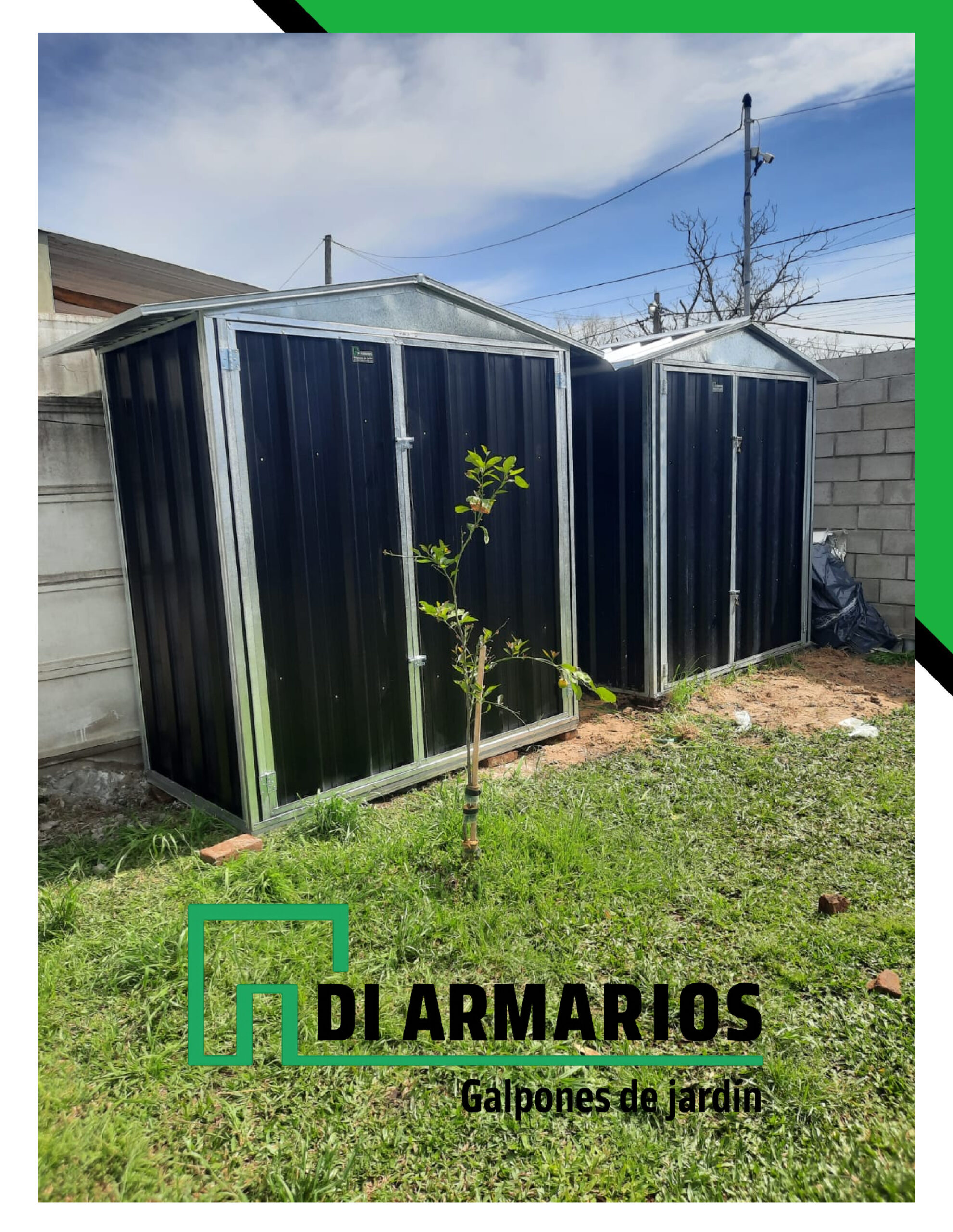 Armario De Jardin Negro Doble Agua